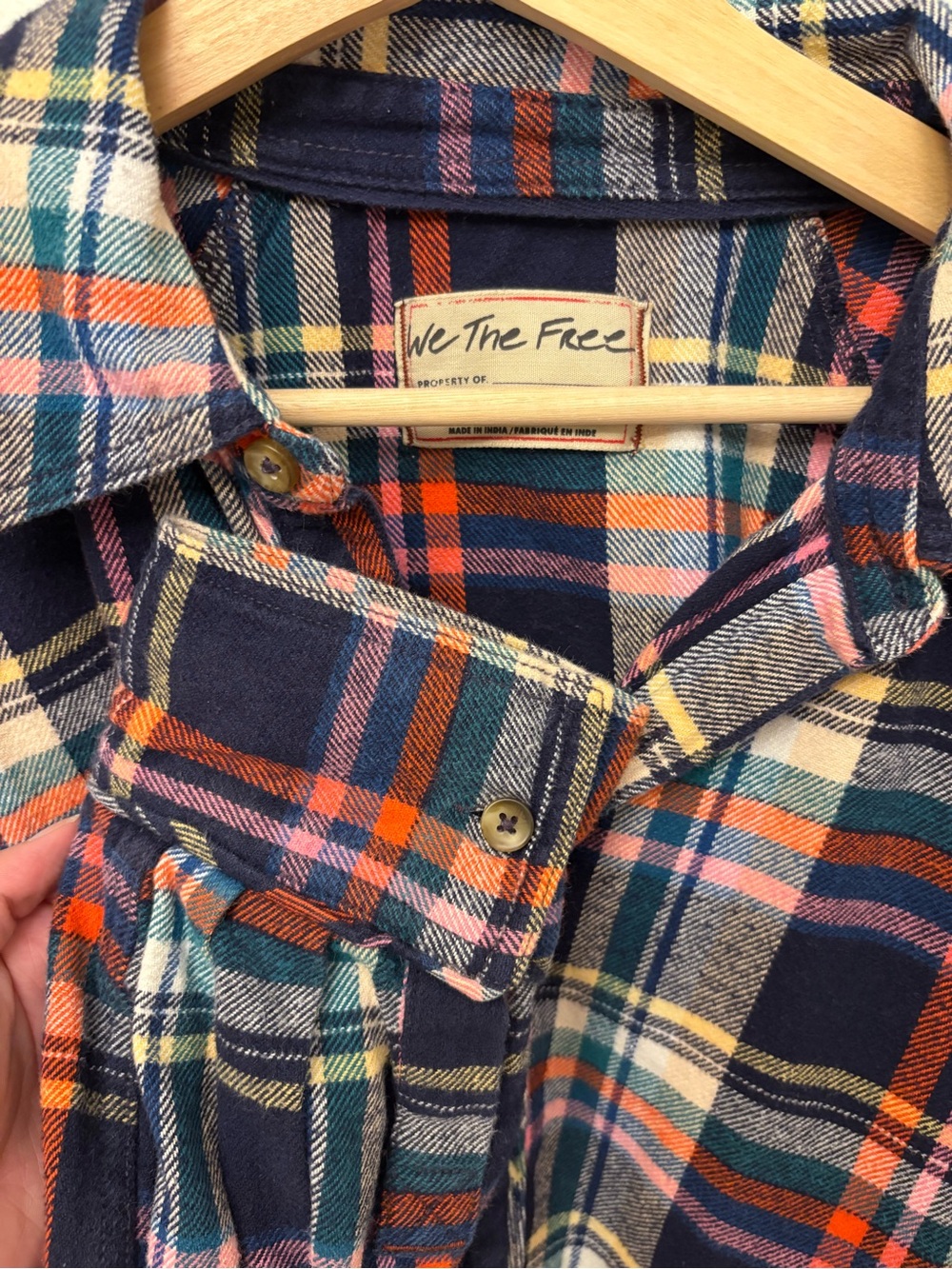Free People We The Free Girl Meets Boy Plaid Flannel S Oversized Cotton - Picture 6 of 8